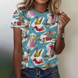 3D Printed Cowboy Horse T-Shirt For Women Colorful Animal Graphic T Shirts Summer Loose Tees Short Sleeves Round Neck Tops