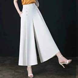 Spring Summer Wide Leg Pants Women Casual Solid Color Elastic High Waist Trousers Loose Woman Ankle-Length Pants Straight Pants