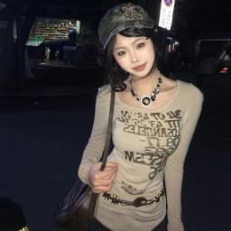 Tonngirls Y2k Vintage T Shirt Women Print Letter Tee Tops Skinny 2000s Japanese Autumn Streetwear Grunge Tops Fairycore Tshirts