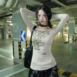 Tonngirls Y2k Vintage T Shirt Women Print Letter Tee Tops Skinny 2000s Japanese Autumn Streetwear Grunge Tops Fairycore Tshirts