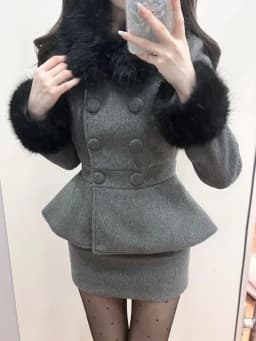 French Winter Fashion Elegant Slim 2-piece Set Women High Street Design Solid Long Sleeve Coat + High Waist Skirt Suit 2025 New