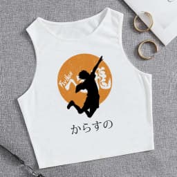 Fashion Vest Oya Oya Oya Haikyuu T Shirt Tank Top Kuroo Crop Top Tshirt Shirt Fly High Cropped Tees Karasuno T-shirt Tops Women