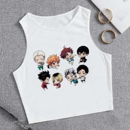 Fashion Vest Oya Oya Oya Haikyuu T Shirt Tank Top Kuroo Crop Top Tshirt Shirt Fly High Cropped Tees Karasuno T-shirt Tops Women
