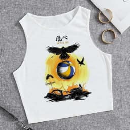 Fashion Vest Oya Oya Oya Haikyuu T Shirt Tank Top Kuroo Crop Top Tshirt Shirt Fly High Cropped Tees Karasuno T-shirt Tops Women