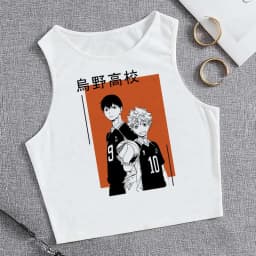 Fashion Vest Oya Oya Oya Haikyuu T Shirt Tank Top Kuroo Crop Top Tshirt Shirt Fly High Cropped Tees Karasuno T-shirt Tops Women