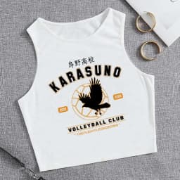 Fashion Vest Oya Oya Oya Haikyuu T Shirt Tank Top Kuroo Crop Top Tshirt Shirt Fly High Cropped Tees Karasuno T-shirt Tops Women