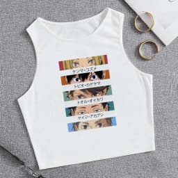 Fashion Vest Oya Oya Oya Haikyuu T Shirt Tank Top Kuroo Crop Top Tshirt Shirt Fly High Cropped Tees Karasuno T-shirt Tops Women