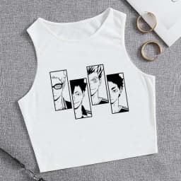 Fashion Vest Oya Oya Oya Haikyuu T Shirt Tank Top Kuroo Crop Top Tshirt Shirt Fly High Cropped Tees Karasuno T-shirt Tops Women