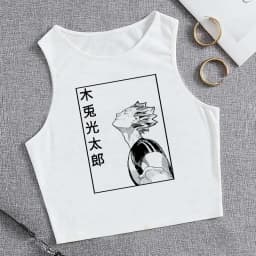 Fashion Vest Oya Oya Oya Haikyuu T Shirt Tank Top Kuroo Crop Top Tshirt Shirt Fly High Cropped Tees Karasuno T-shirt Tops Women