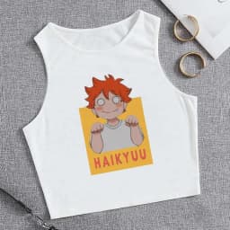 Fashion Vest Oya Oya Oya Haikyuu T Shirt Tank Top Kuroo Crop Top Tshirt Shirt Fly High Cropped Tees Karasuno T-shirt Tops Women