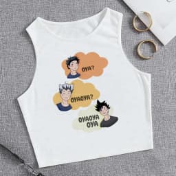 Fashion Vest Oya Oya Oya Haikyuu T Shirt Tank Top Kuroo Crop Top Tshirt Shirt Fly High Cropped Tees Karasuno T-shirt Tops Women