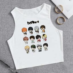 Fashion Vest Oya Oya Oya Haikyuu T Shirt Tank Top Kuroo Crop Top Tshirt Shirt Fly High Cropped Tees Karasuno T-shirt Tops Women