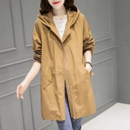 Solid Color Liner Jacket Long Hooded Trench Coat Female's 2024 new Spring And Autumn Loose Plus Size Women's Fashion Slim Coat
