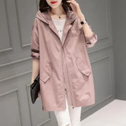 Solid Color Liner Jacket Long Hooded Trench Coat Female's 2024 new Spring And Autumn Loose Plus Size Women's Fashion Slim Coat
