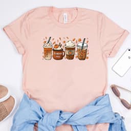 Fall Coffee T Shirt for Women Thanksgiving Retro Short Sleeves Tee Fall Pumpkin Spice Tshirt Trendy Autumn Winter Women Clothes