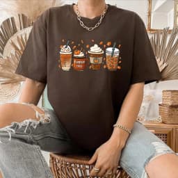 Fall Coffee T Shirt for Women Thanksgiving Retro Short Sleeves Tee Fall Pumpkin Spice Tshirt Trendy Autumn Winter Women Clothes