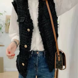 2025 Spring Autumn New Coarse Tweed Vest Fashion Women's Sleeveless Vest Coat Versatile Waistcoat Loose Female Tank Top Jacket