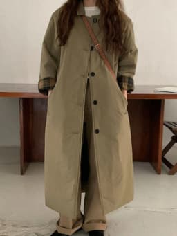 Autumn Winter Korean Army Green Warm Jacket Lapel Check Sleeves Straight Coat Fashion Medium Long Ladies Puffer Padded Outwear