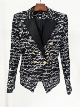 HIGH STREET Newest 2026 Stylish Designer Jacket Women's Love Letters Printed Double Breasted Blazer