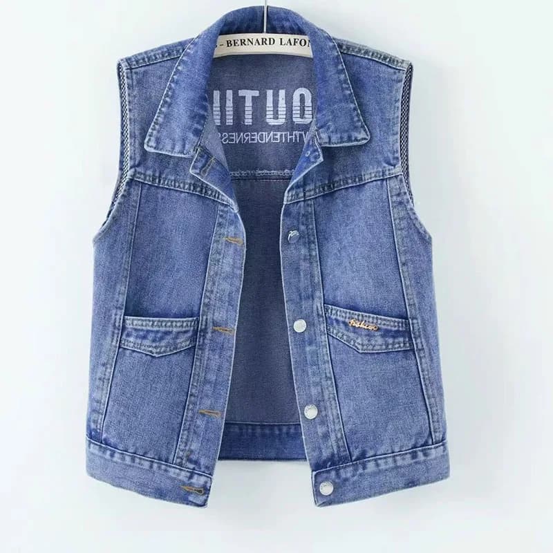 Loose Cowboy Vest Ladies Outwear Autumn Large Size 5XL Jeans Waistcoat Female Jacket Fashion Short Denim Sleeveless Women Coat