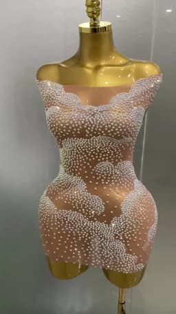 Sexy Sparkle Rhinestone Transparent Stretch Mini Dress 2025 New Women Evening Birthday Party Club Stage Performance Costume