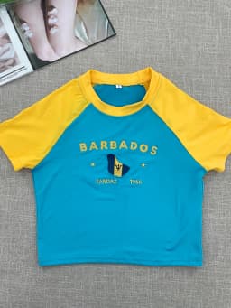 Y2k Sexy Club Party Patchwork Tees Embroidery Letter Summer Short Sleeve Women's Corset Barbados 2000s T-shirt Vintage Crop Tops