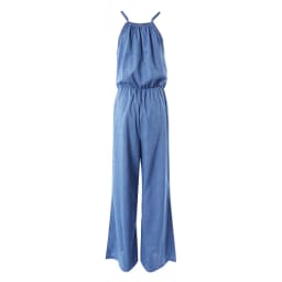 Women's Casual Solid Color Wide Leg Straight Overalls Summer Sleeveless Spaghetti Strap Drawstring Waist Jumpsuits