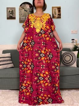 Abayas For Women 2025 New Print Floral Polyester New Kanga Clothing Loose Femme Robe African Ngeria Dresses With Hijabs Scarf