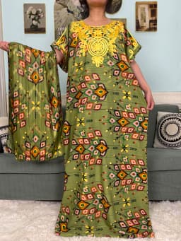 Abayas For Women 2025 New Print Floral Polyester New Kanga Clothing Loose Femme Robe African Ngeria Dresses With Hijabs Scarf