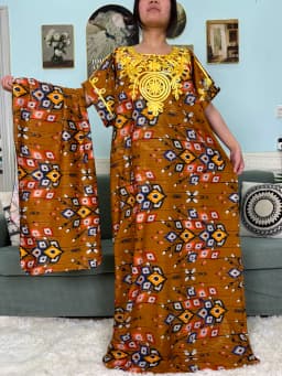 Abayas For Women 2025 New Print Floral Polyester New Kanga Clothing Loose Femme Robe African Ngeria Dresses With Hijabs Scarf