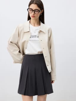 ZIQIAO Petite Size Jacket Short Jacket for Women 2025 Spring New Item Navy Blue Versatile Top Casual Loose Jacket 25ZQ91108