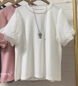 pearl collar women tees short sleeve bead work neck tops