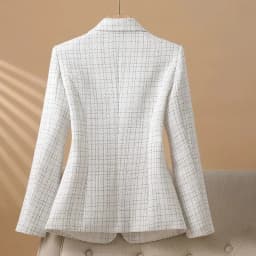 Fashionable White Checkered Suit Jacket For Women 2026 Spring Autumn  Small Fragrant New Design Elegant Suit Coat Female Blazer