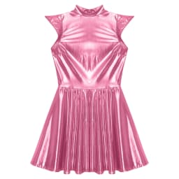 Womens Cocktail Dress Shiny Metallic Dress Alien Space Cap Sleeve High Waist A-line Dress for Halloween Party High Street Dress