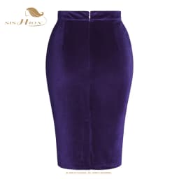 SISHION Purple Black Autumn Winter Women Skirt Stretch Bodycon Straight Casual Work OL Office Pencil Velvet Sexy Skirts SS0028
