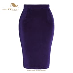 SISHION Purple Black Autumn Winter Women Skirt Stretch Bodycon Straight Casual Work OL Office Pencil Velvet Sexy Skirts SS0028