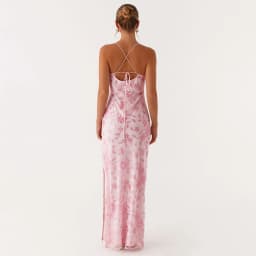 Women Summer Glitter Sequin Beaded Flower Cami Dress Slim High Split Spaghetti Strap Open Back Long Dresses for Party Club