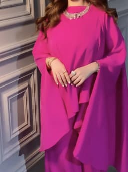Smooth 2-pieces Chiffon Evening Dress Simple Elegant Kaftan Plus Size Fast Shipping Prom Gown Arabic Women Long Sleeves Party