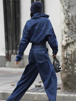 Street Denim Jeans Jumpsuit for Women Long Sleeve Rompers Trousers Safari Style High Quality New Fashion 2025
