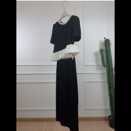 Women Black Small Fragrance Pearl Collar Contrast Coat+ Long Skirt Two-piece Fashion Simple Elegant French Lady Set Summer