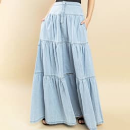 New Womens Denim Long Skirt Stylish Solid High Waist A-Line Jean Skirt For Summer Spring Club Street Style S-XL