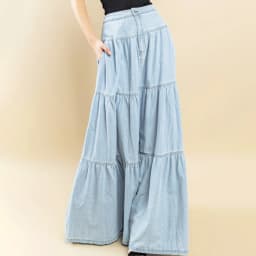 New Womens Denim Long Skirt Stylish Solid High Waist A-Line Jean Skirt For Summer Spring Club Street Style S-XL