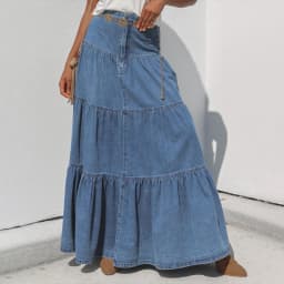 New Womens Denim Long Skirt Stylish Solid High Waist A-Line Jean Skirt For Summer Spring Club Street Style S-XL