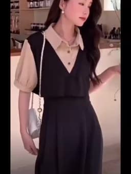 Retro Women Mid Length Version Short Sleeved Dress Summer Female Academic Style Dresses Ladies Korean Fake Two Pieces Vestidos
