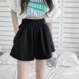 Korean Fashion Wide Leg Shorts Ladies Casual All-Match Elastic Waist Sport Short Pants Woman Solid Color Simple Loose Hot Shorts