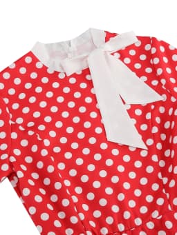 Tonval 1950s Vintage Party Birthday Dress Summer Clothing for Women Bow Neck Polka Dot Print Midi Swing Dresses