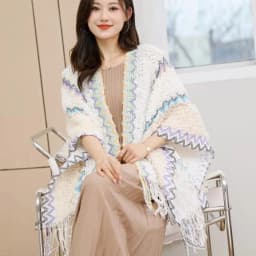Ethnic Style Cape Oversized Sweater Jacket Women Fashion New Loose Patchwork Warm Long Scarf Knitted Cardigan Woman