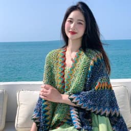 Ethnic Style Cape Oversized Sweater Jacket Women Fashion New Loose Patchwork Warm Long Scarf Knitted Cardigan Woman