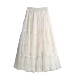 Lace Patchwork Pleated Midi Long Skirt Women 2026 Spring Summer Elegant High Waist Casual Skirts