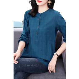 Large Size Mid Length Women Thin O-Neck Cotton Shirt Tops Coat 2025 Spring Autumn Female Long Sleeve Cardigan Blouse Jacket 5XL